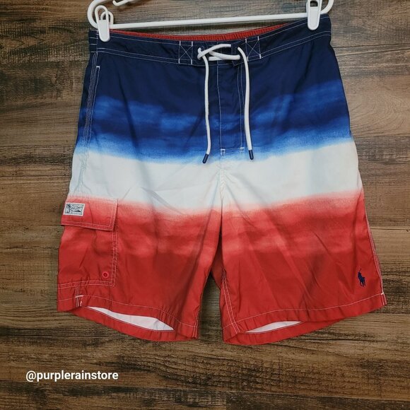 Polo Ralph Lauren Swim Shorts XL Cargo Pockets Watercolor Outdoor Activewear